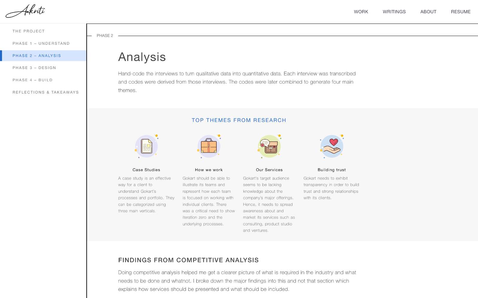 A UX research portfolio example that practices good UX structure