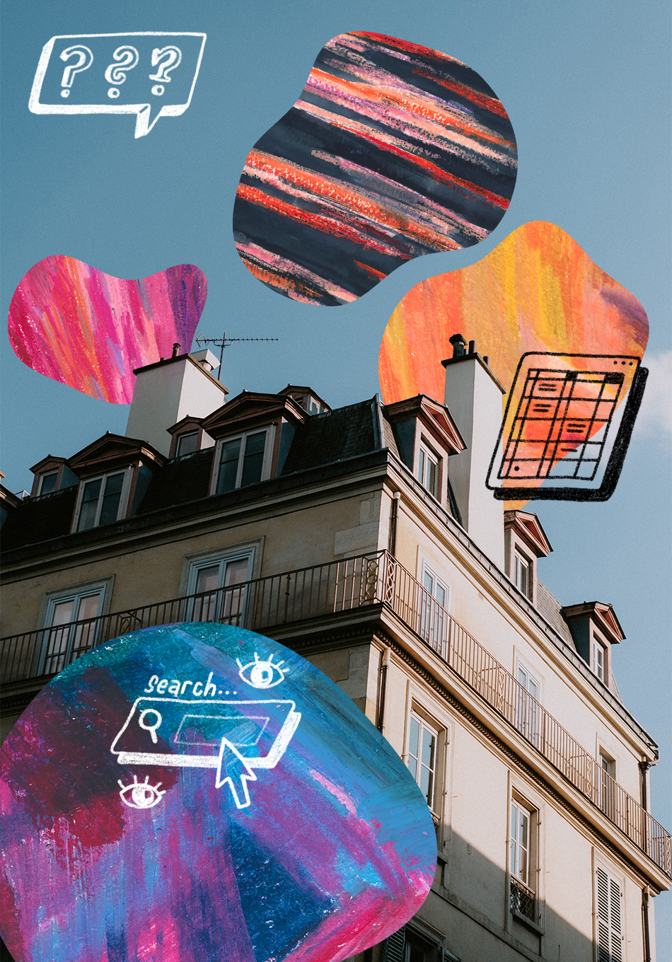 building with question marks