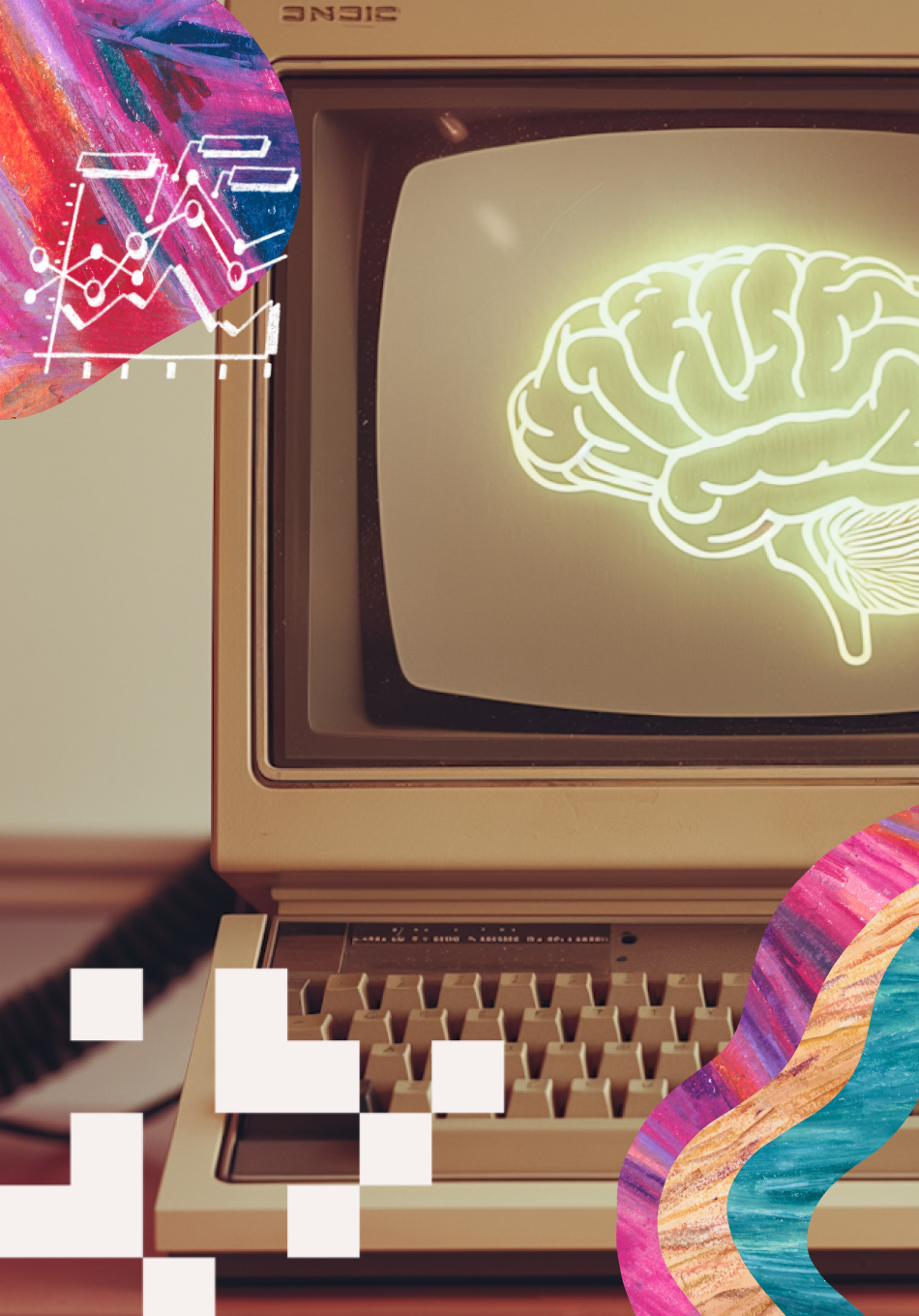 computer with brain on screen