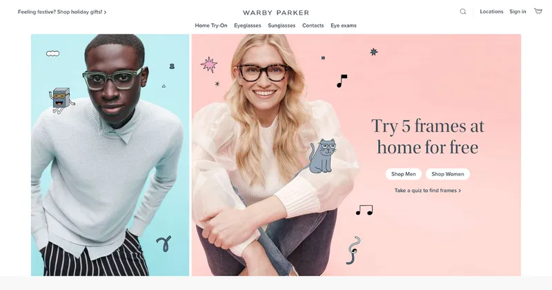 warby parker homepage