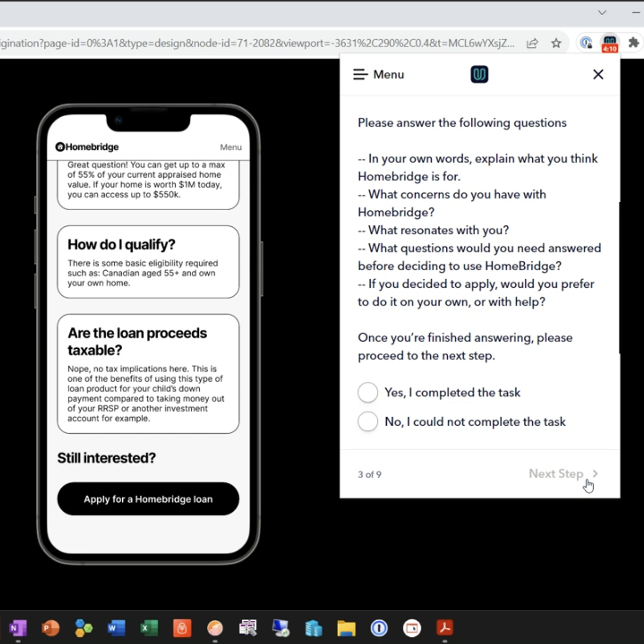 a screenshot of usability testing