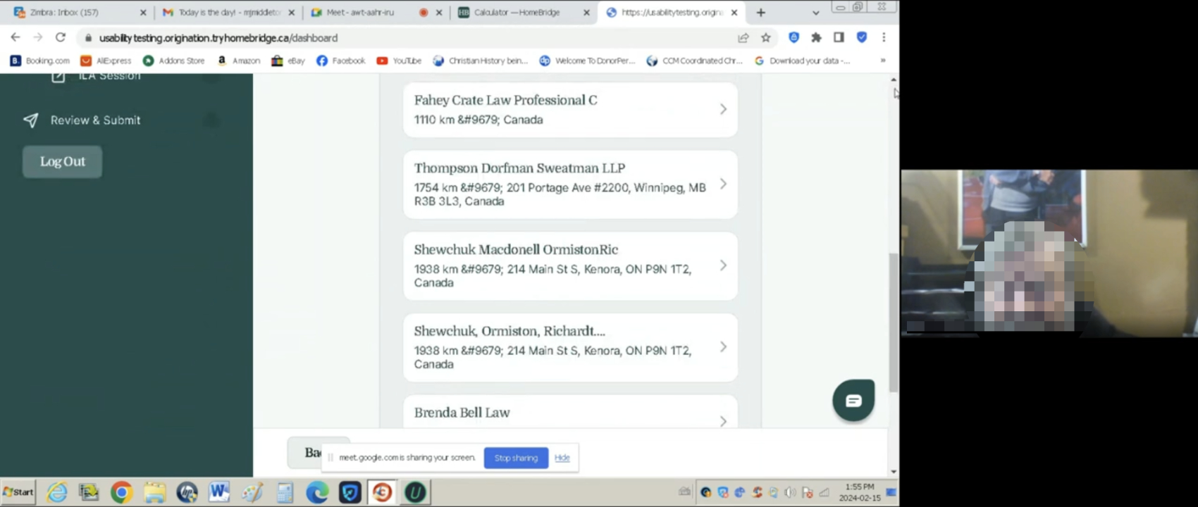a screenshot of a usability interview