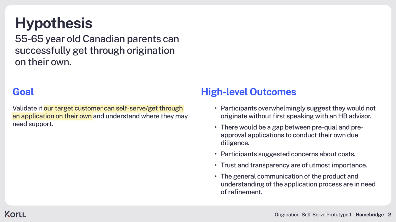 a slide from usability testing findings