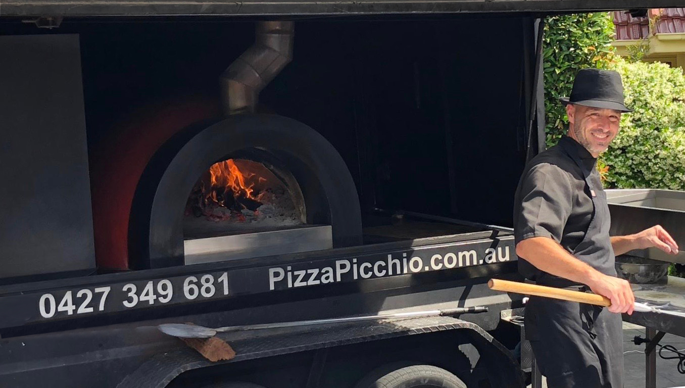 Pizza Picchio mobile wood-fired pizza catering setup in Sydney