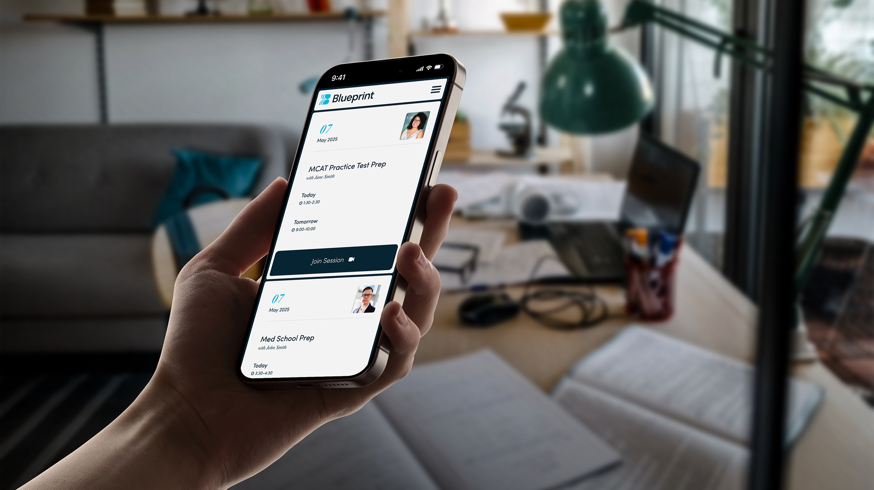 Blueprint Tutor Schedule Mockup