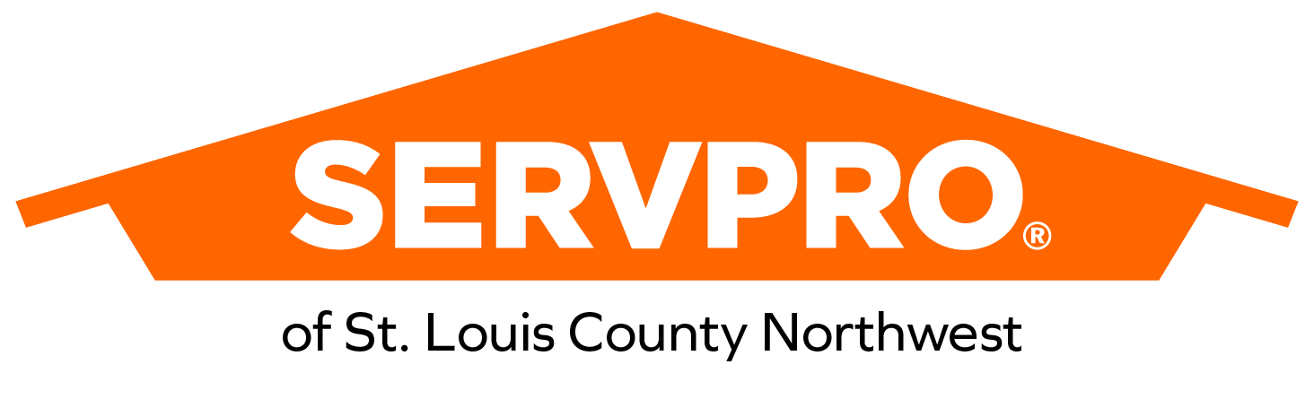 SERVPRO logo with orange roof shape and text 'of St. Louis County Northwest' below.