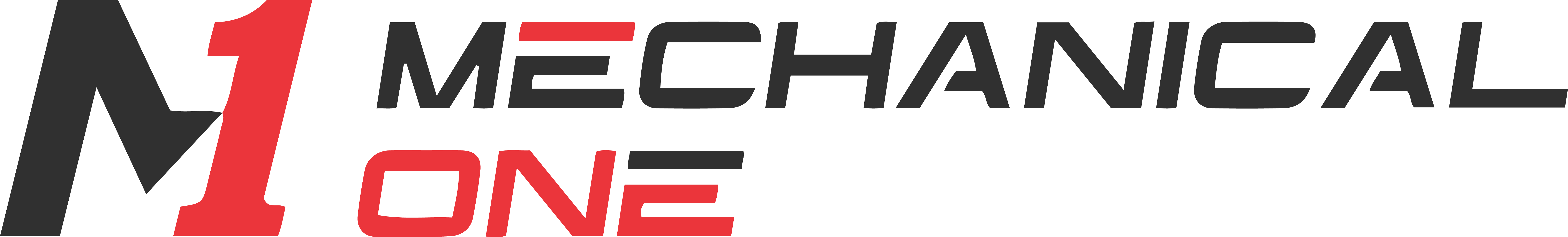 Logo featuring a stylized 'M' combined with a red number '1', followed by the words 'MECHANICAL ONE' in black and red uppercase letters.