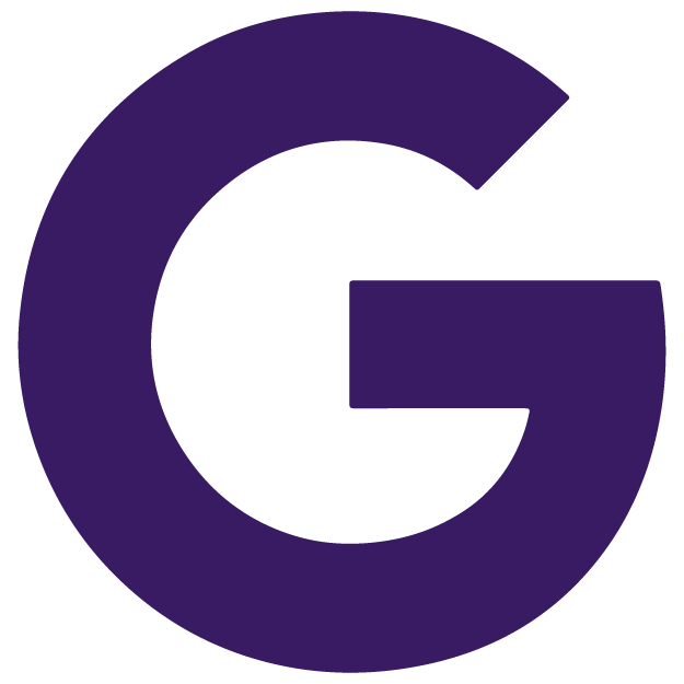 Bold, purple uppercase letter G on a white background.