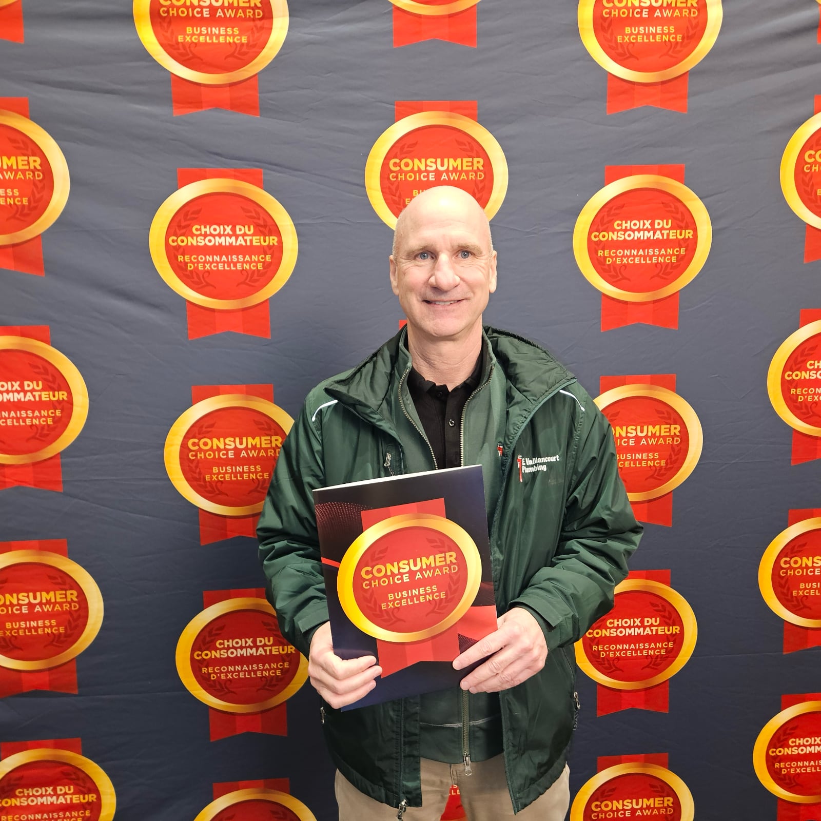 Brian Vaillancourt Receiving the Consumer Choice award for Plumbing Contractor of 2026 for Durham Region.