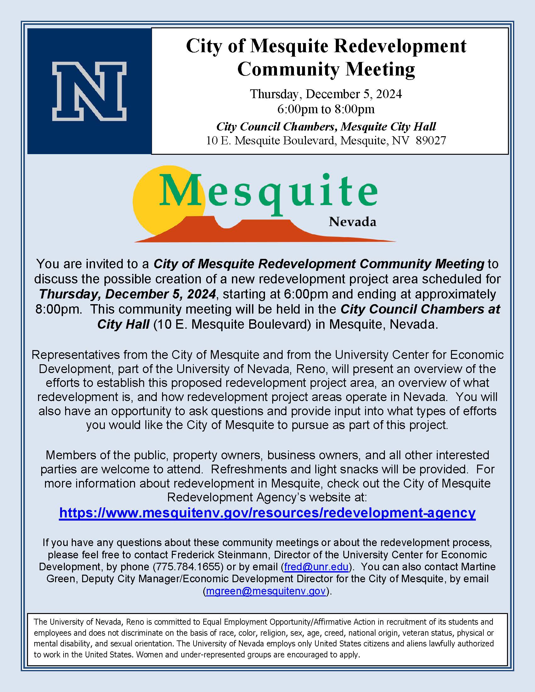 City of Mesquite Redevelopment Community Meeting - December 5 