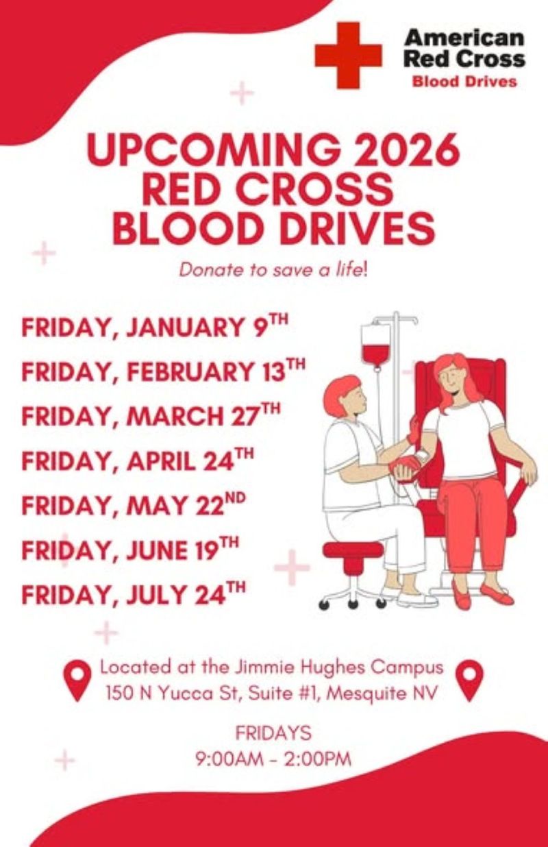 Blood Drive-Red Cross:  Friday, March 27, 2026 - 9am-2pm
