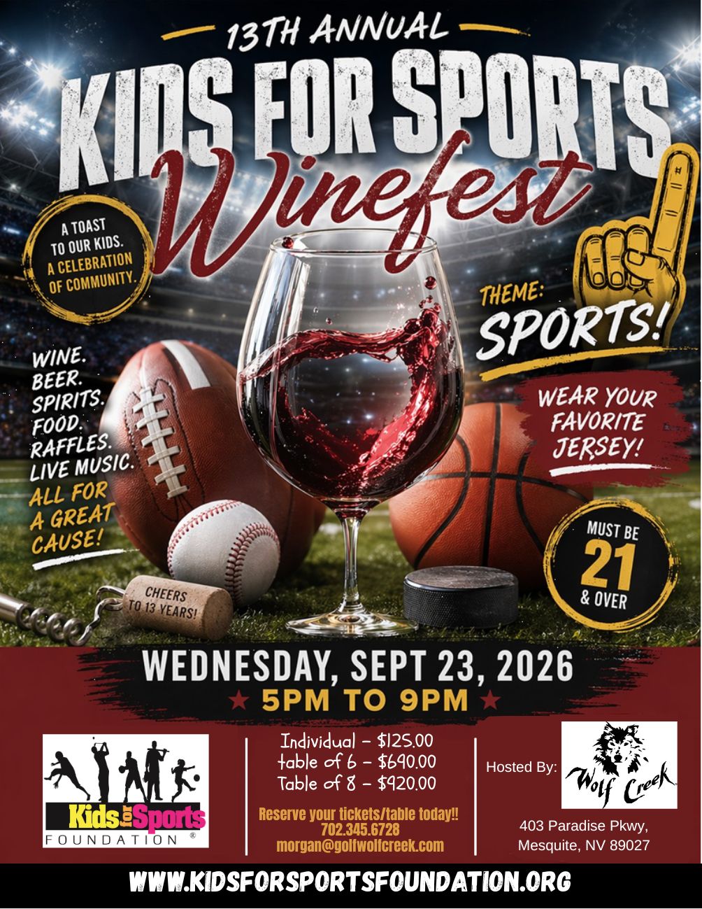 Help support the Kids for Sports Foundation, and wear your favorite Team Jersey!
