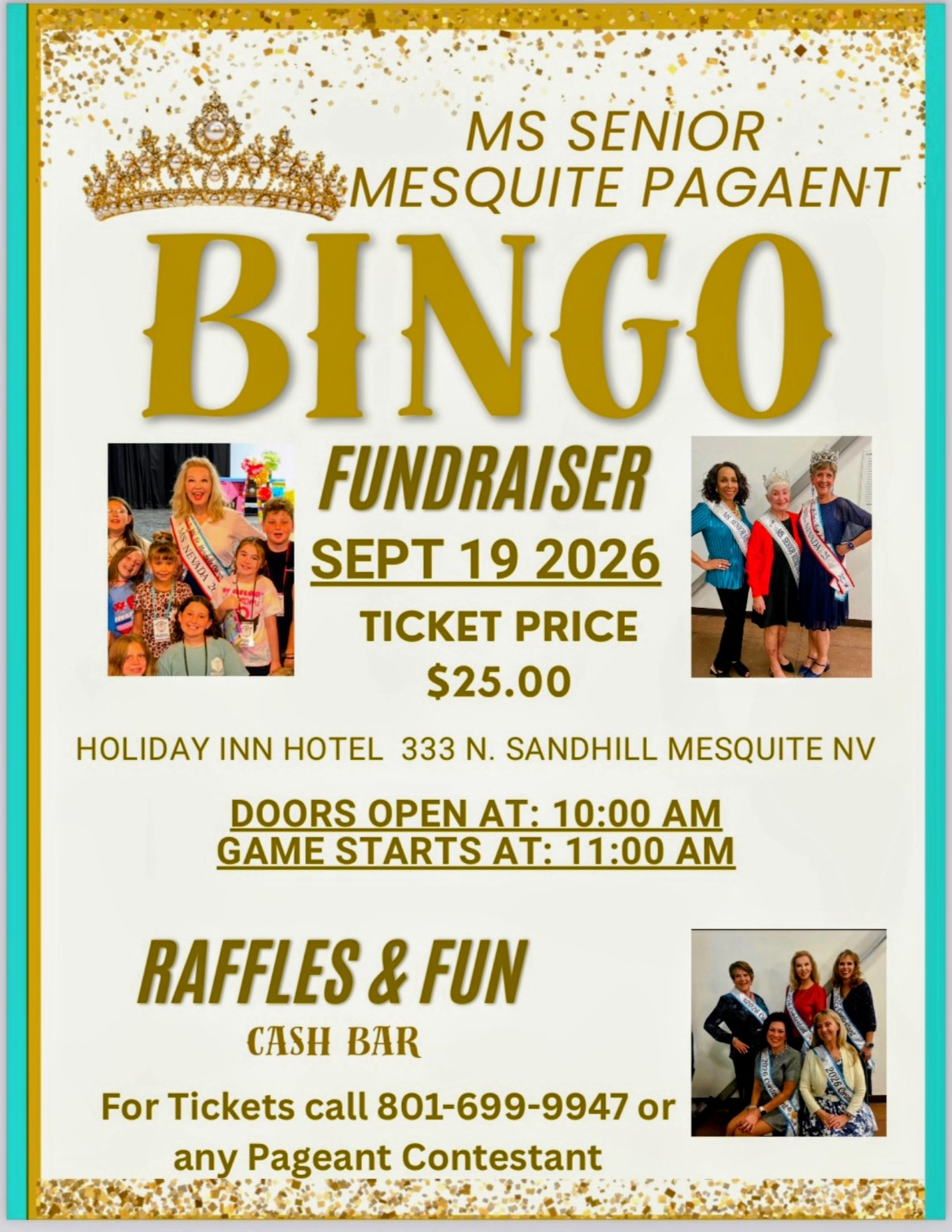 Bingo fundraiser benefiting the Ms. Senior Mesquite Pageant.