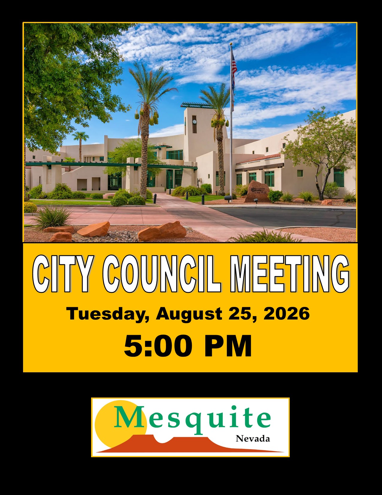 Mesquite City Council Meeting, August 25, 2026 