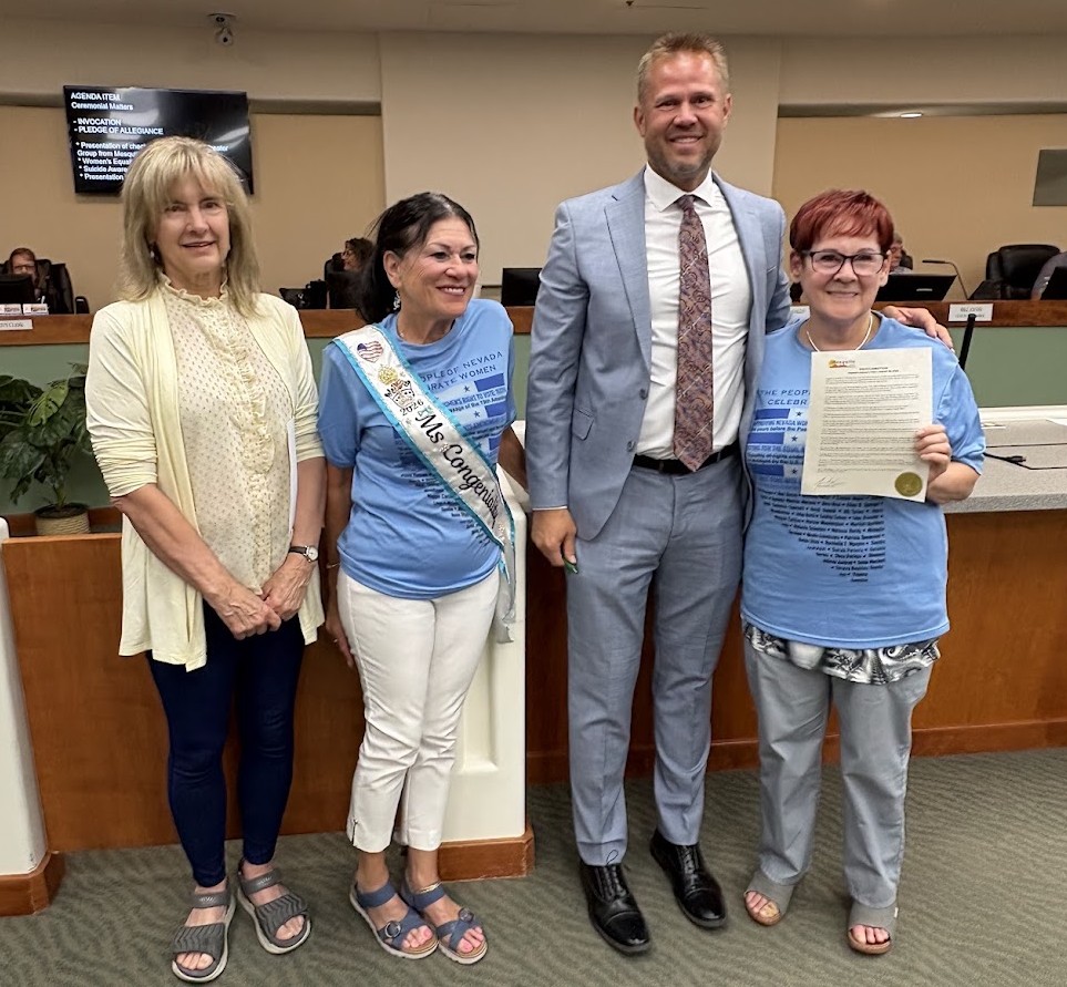 Jean Watkins, and other representatives from the Women's History and Cultural Center was presented with a proclamation for Women's Equality Day to be on August 26, 2026. MayorJesse Whipple signed the proclamation at the August 25th City Council Meeting.