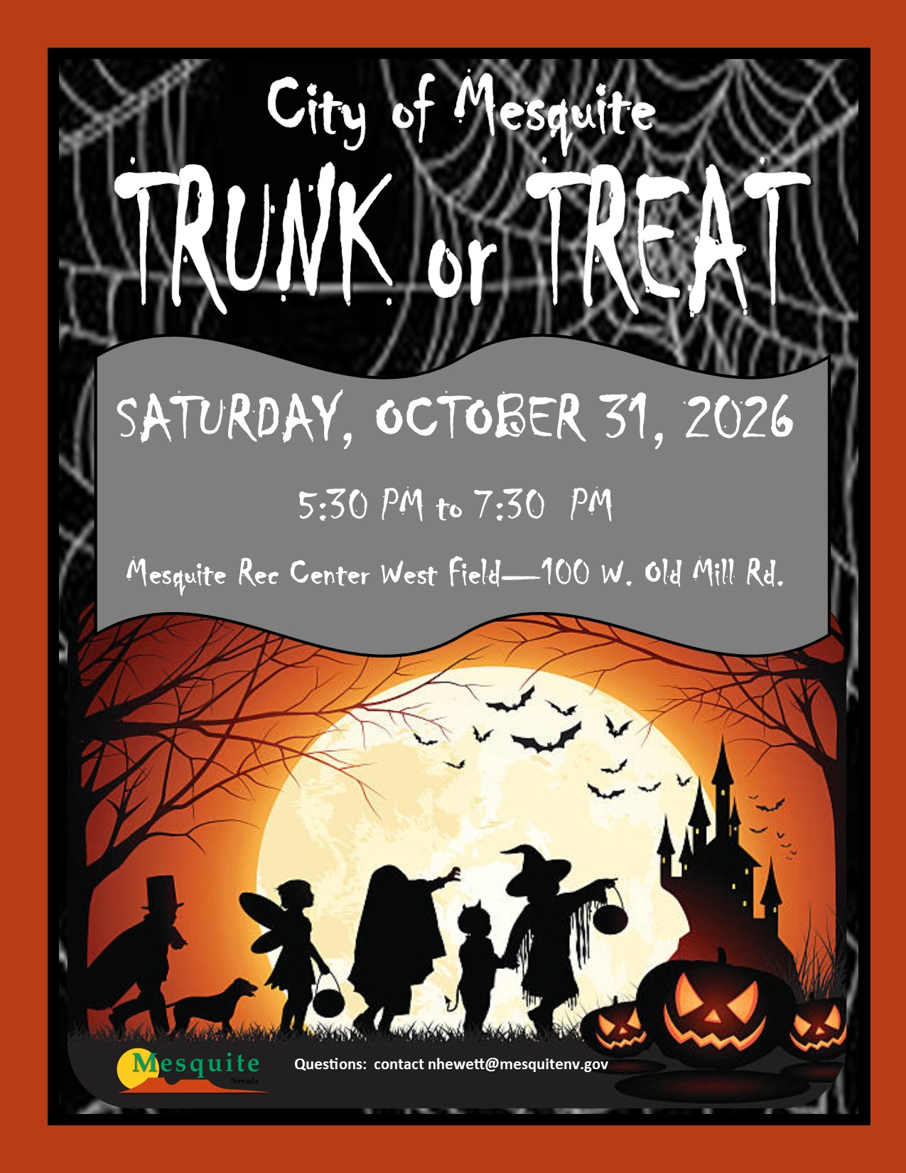 Come join the fun at the Recreation Center ~ west field, for this year's City of Mesquite Truck or Treat! Saturday, October 31, 2026