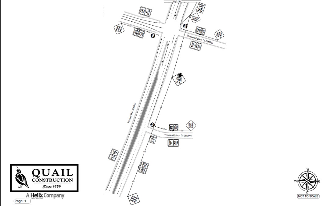 TEMPORARY TRAFFIC SHIFT AND SINGLE-LANE CLOSURESLocation: West Pioneer Boulevard (Between Auto Mall Circle and Willis Carrier Canyon)Dates: September 14, 2026 to September 18, 2026Time: 24 hours
