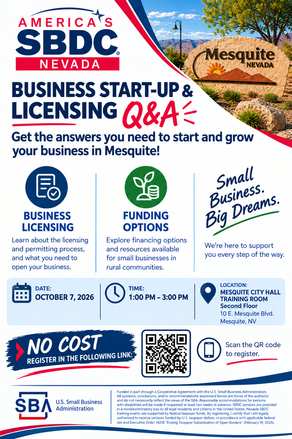 SBDC - Business Start-Up & Licensing "Q&A", Oct 7 at City Hall
