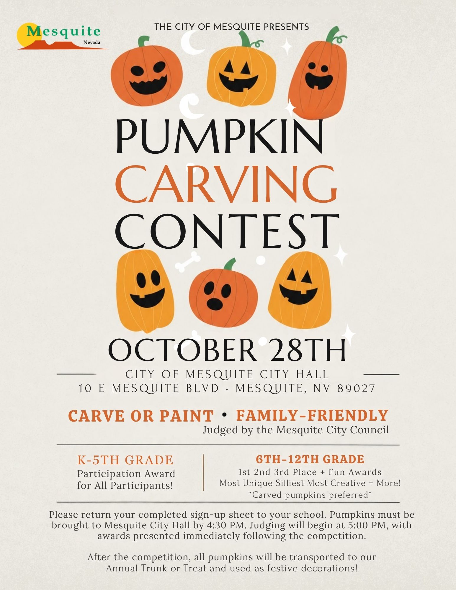Pumpkin Carving Contest - City of Mesquite - 2026 