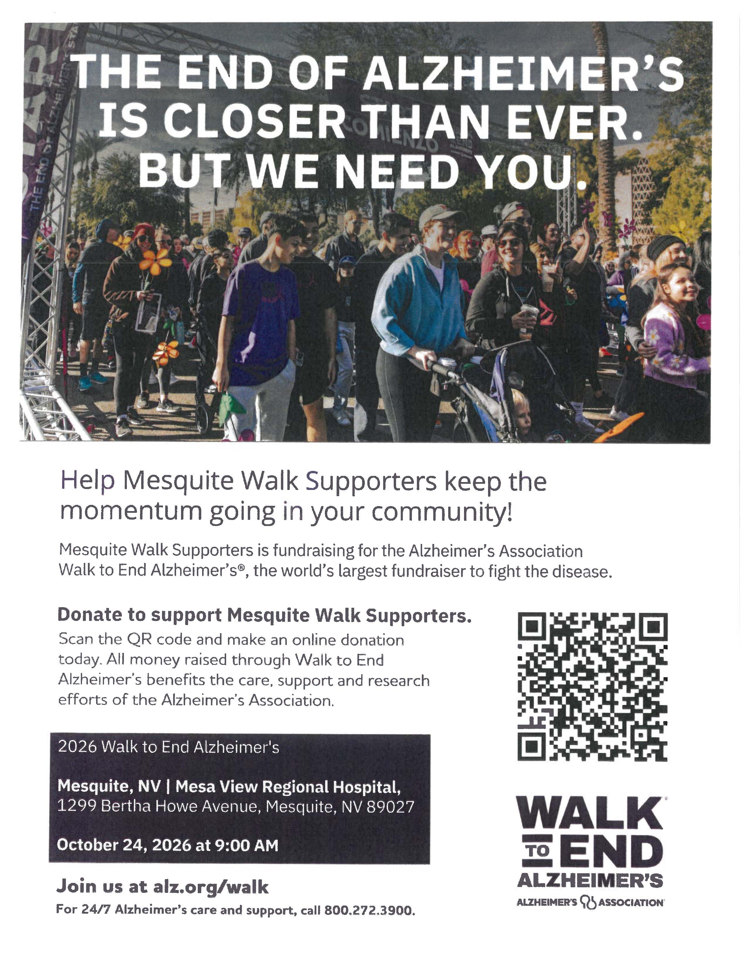 Help support the Alzheimer's Association.  Oct 24th at 9 am