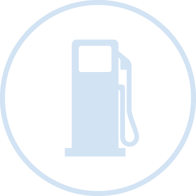 Icon of a gas pump inside a circular border.
