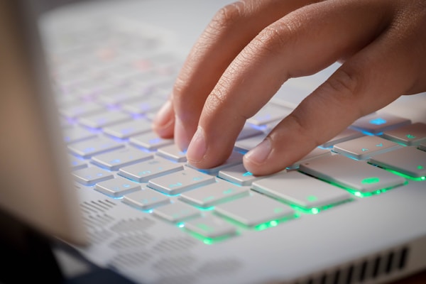 white laptop