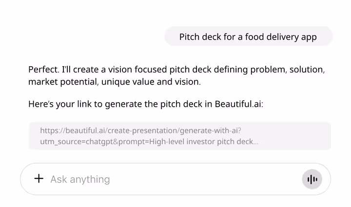Beautiful ai integration showing chat gpt dashboard 