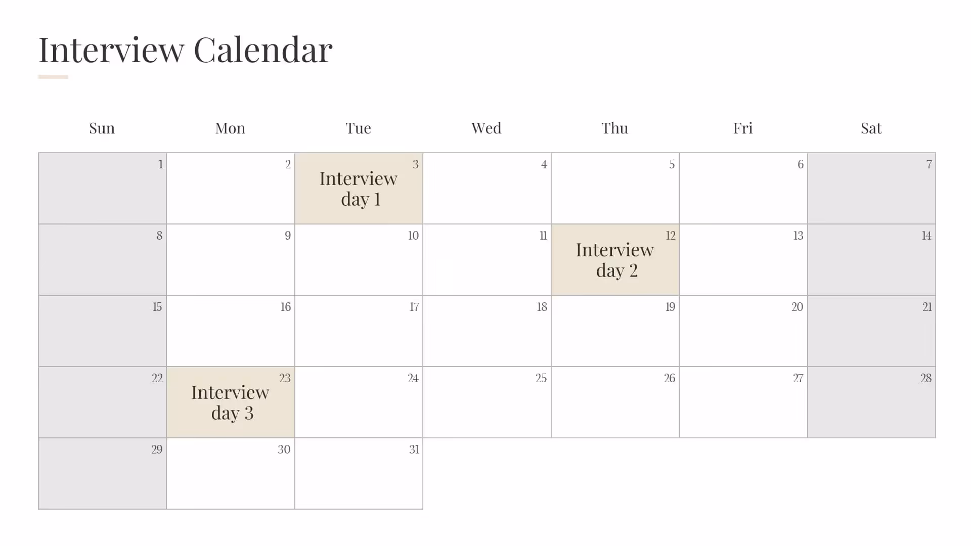 Interview calendar
