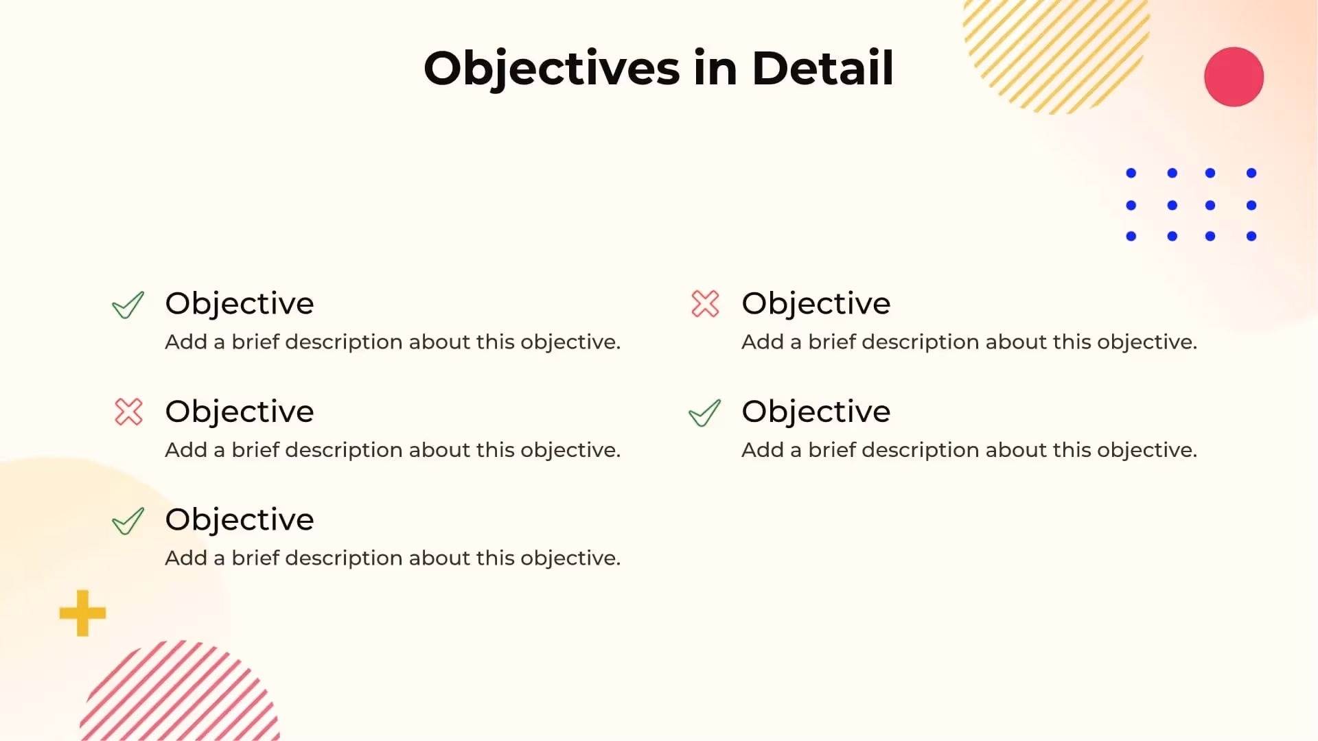 Objectives in Detail