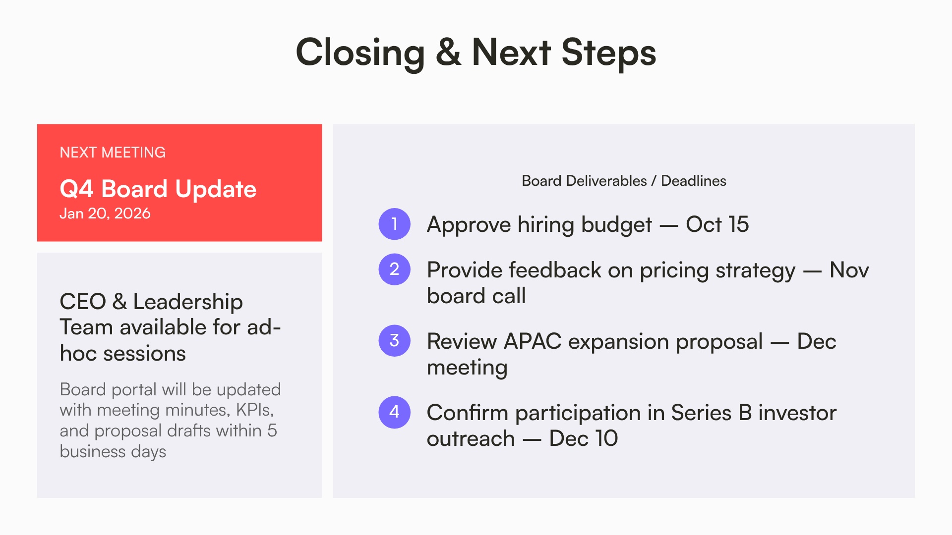 Closing & Next Steps