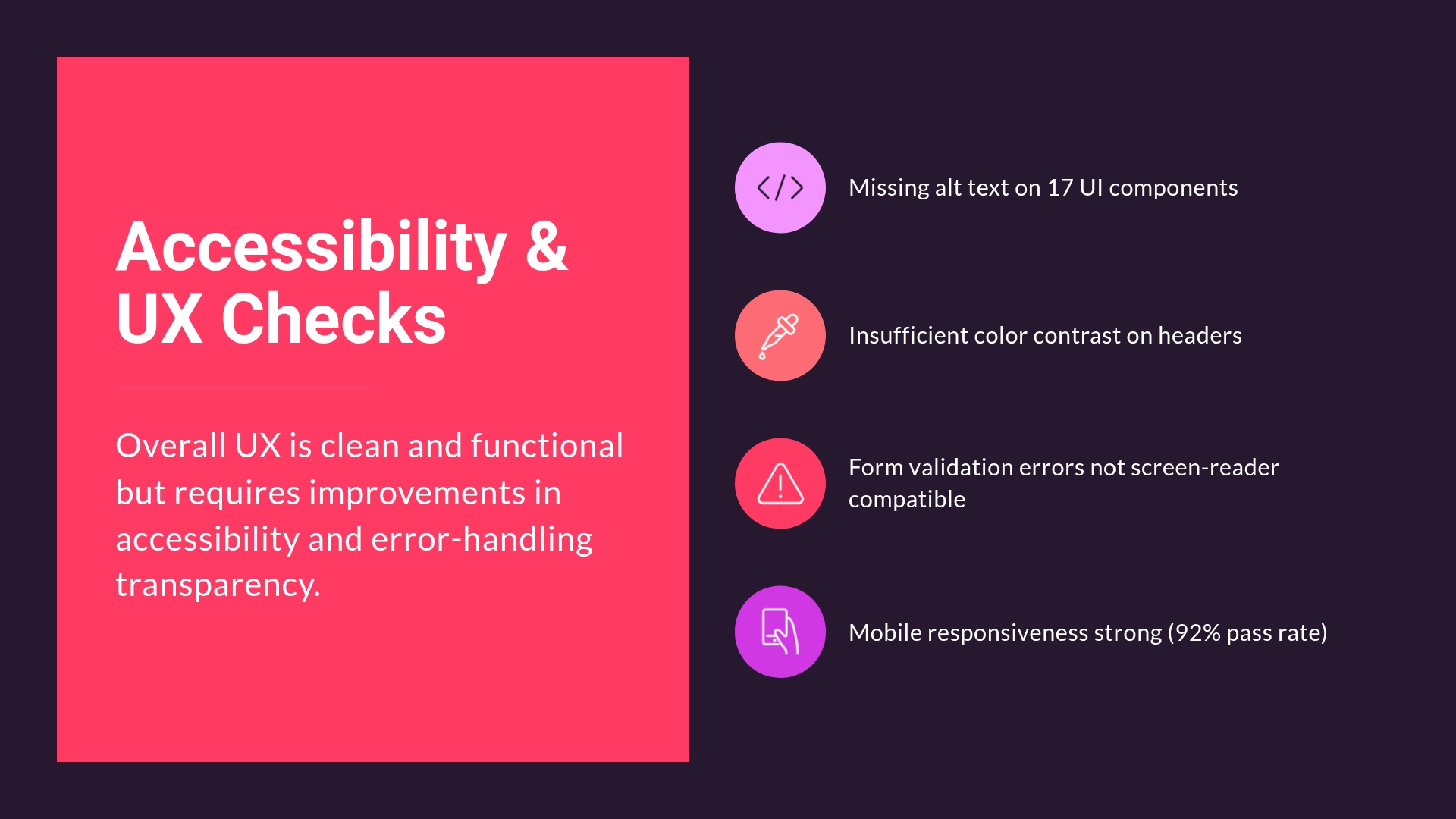 Accessibility & UX Checks