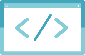 Icon of computer code representing Scripting and Data Services