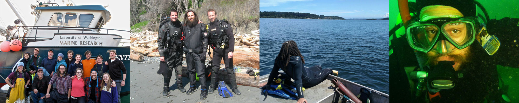 Photo strip of Ryan McLaughlin on a boat and diving
