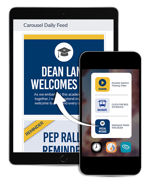 The Daily: Communication App for Students. Image of app on tablet and phone.