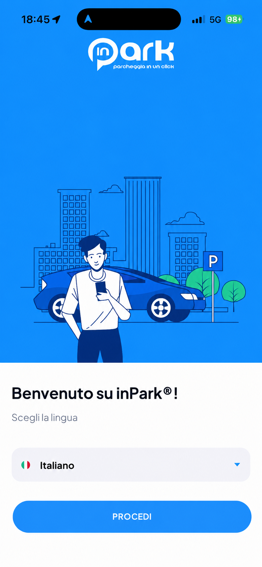 Interfaccia inPark Blu