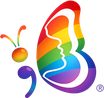 A butterfly in rainbow colors