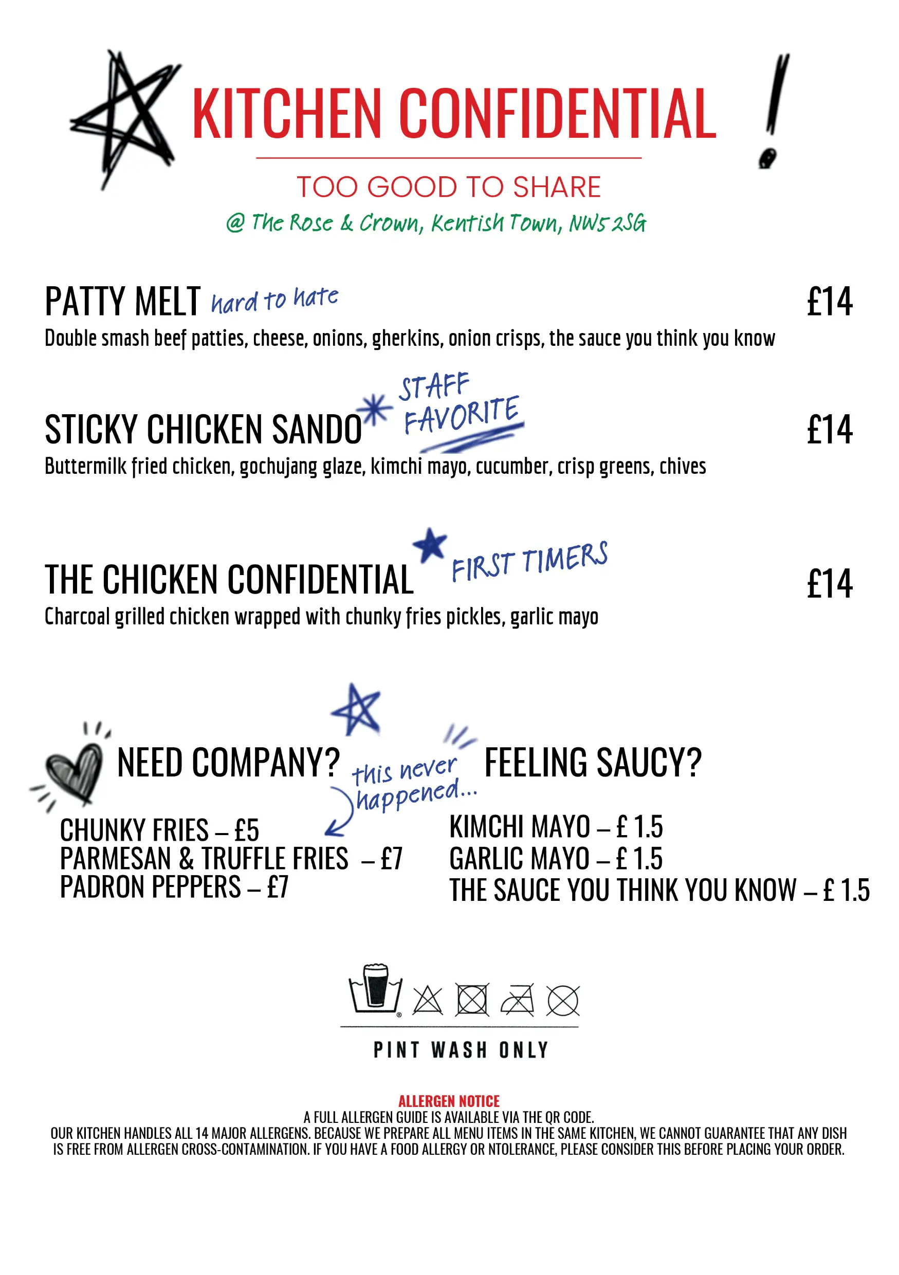 Kitchen Confidential Menu