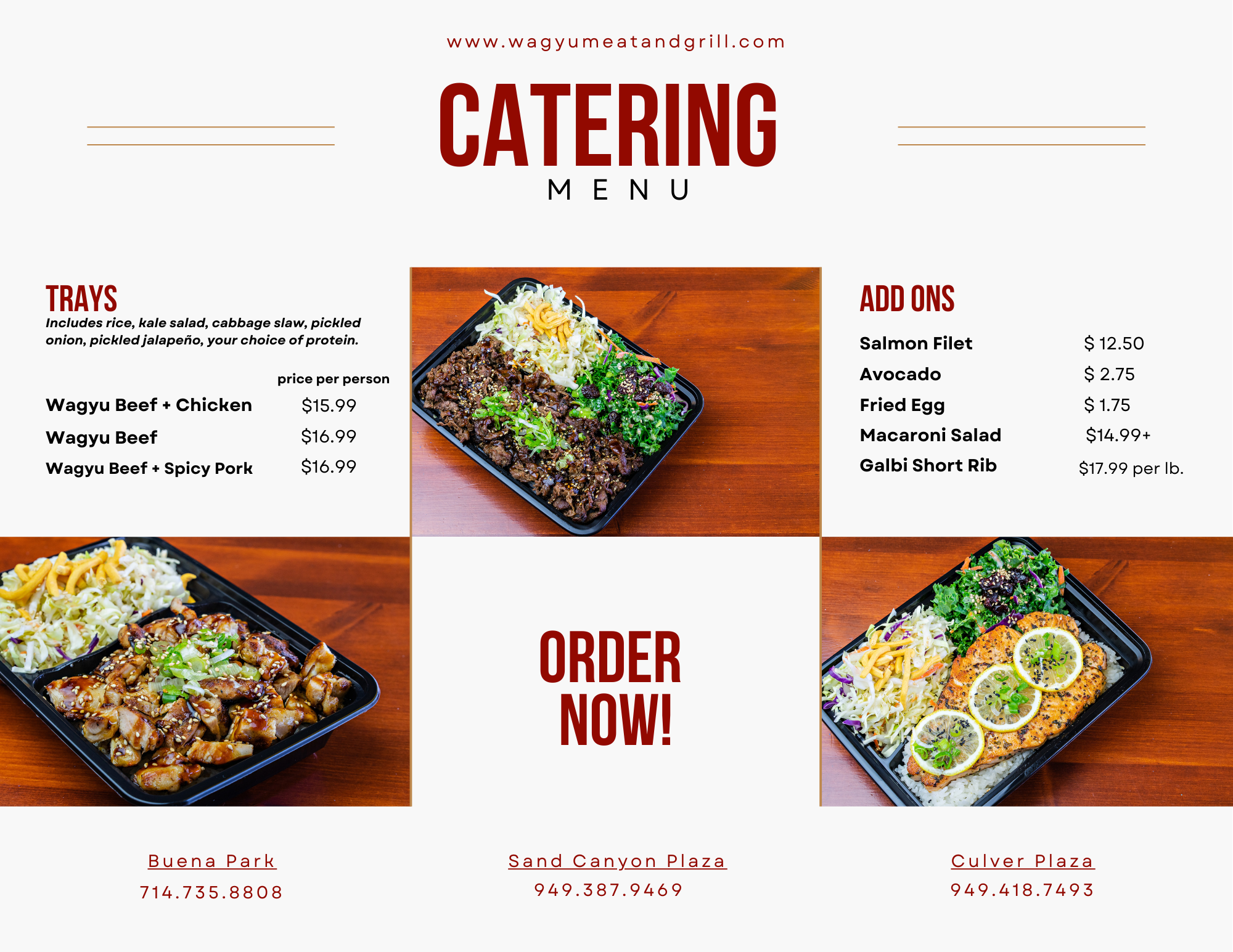 An image of the wagyu menu items for the irvine location.