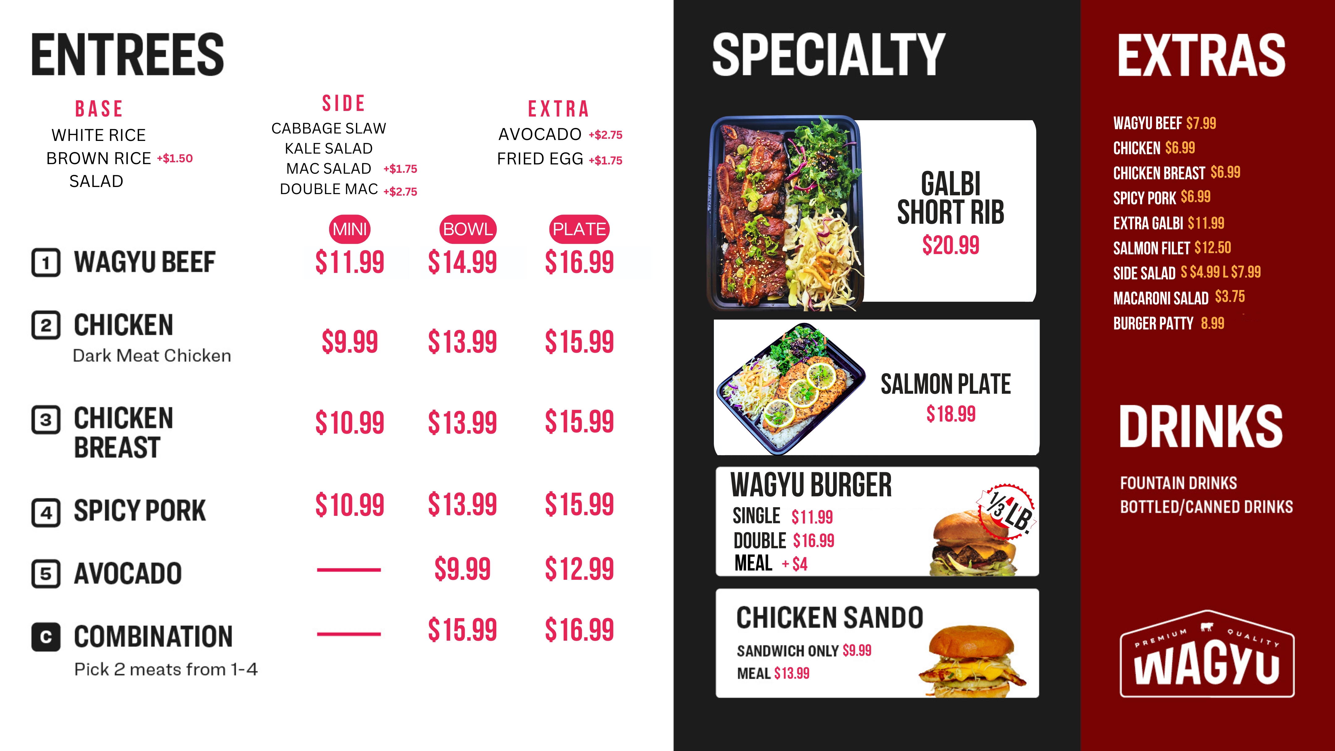 An image of the wagyu menu items for the irvine location.