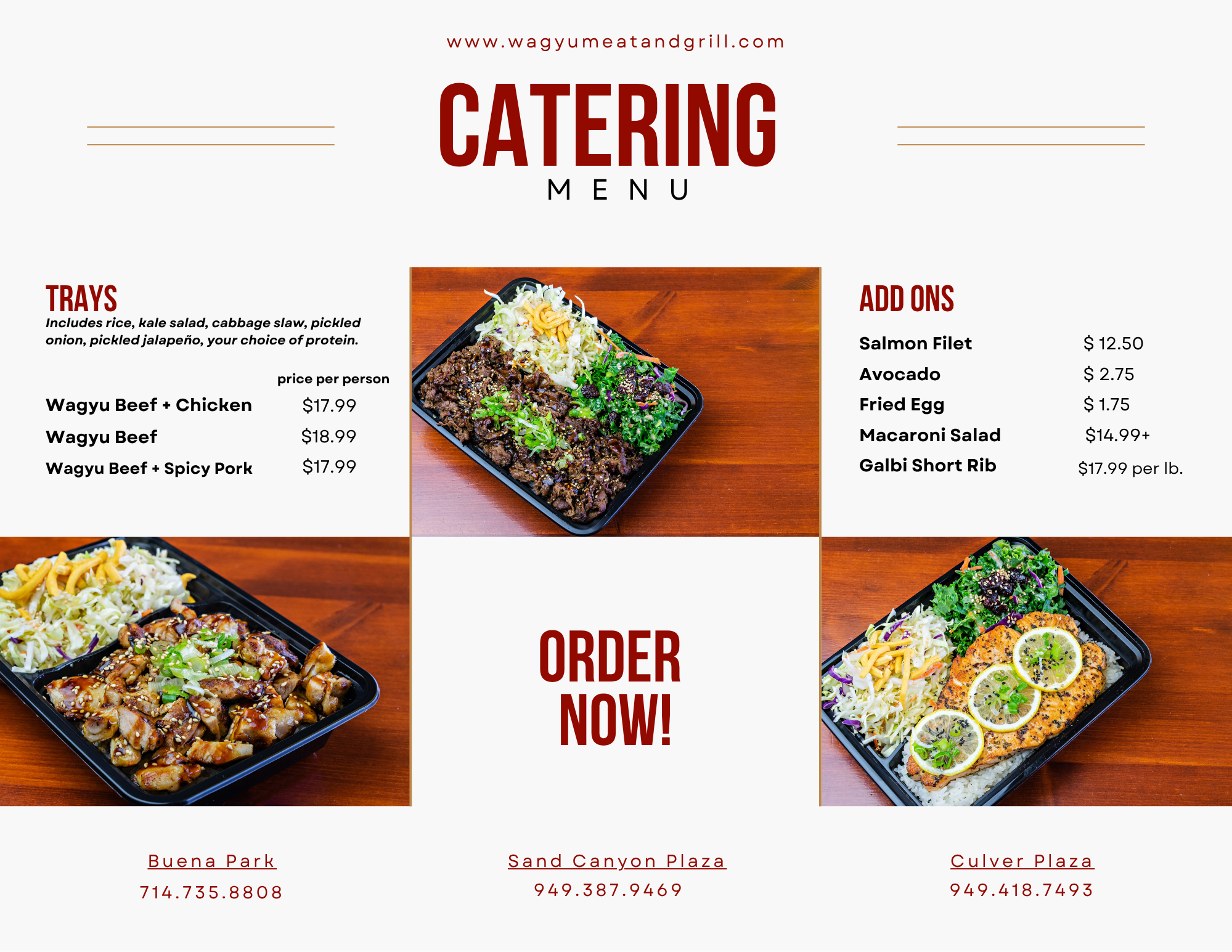 An image of the wagyu menu items for the irvine location.