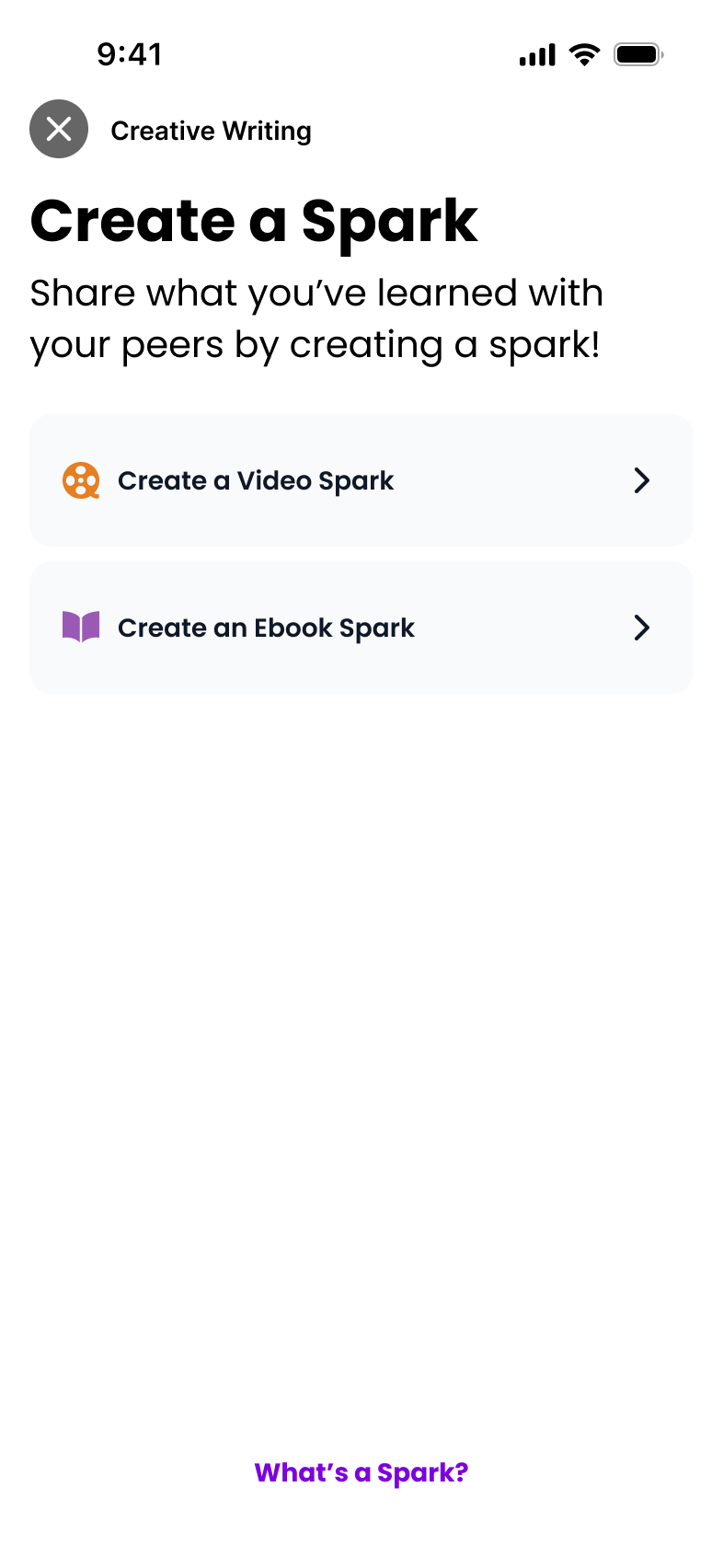 Mobile app screen for creating a course resource