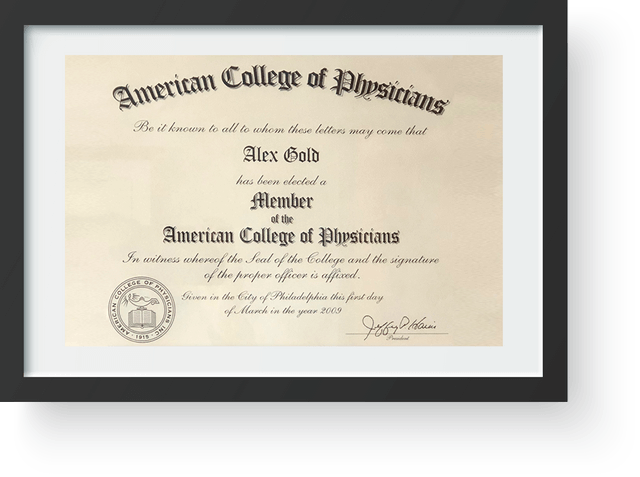 Dr. Gold sertificate