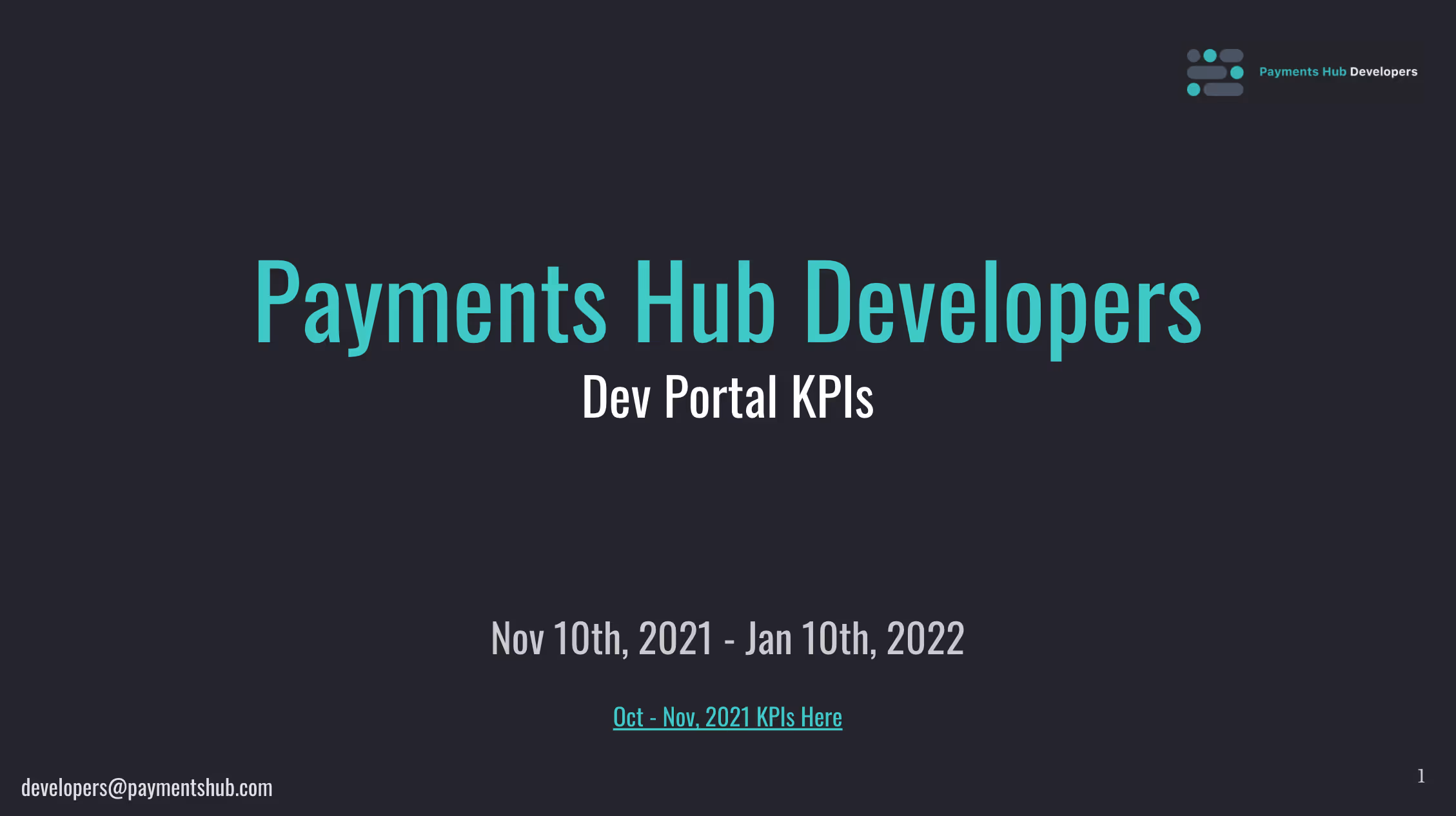 Developer Portal KPIs Slides