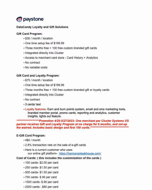 Data Candy Program Pricing