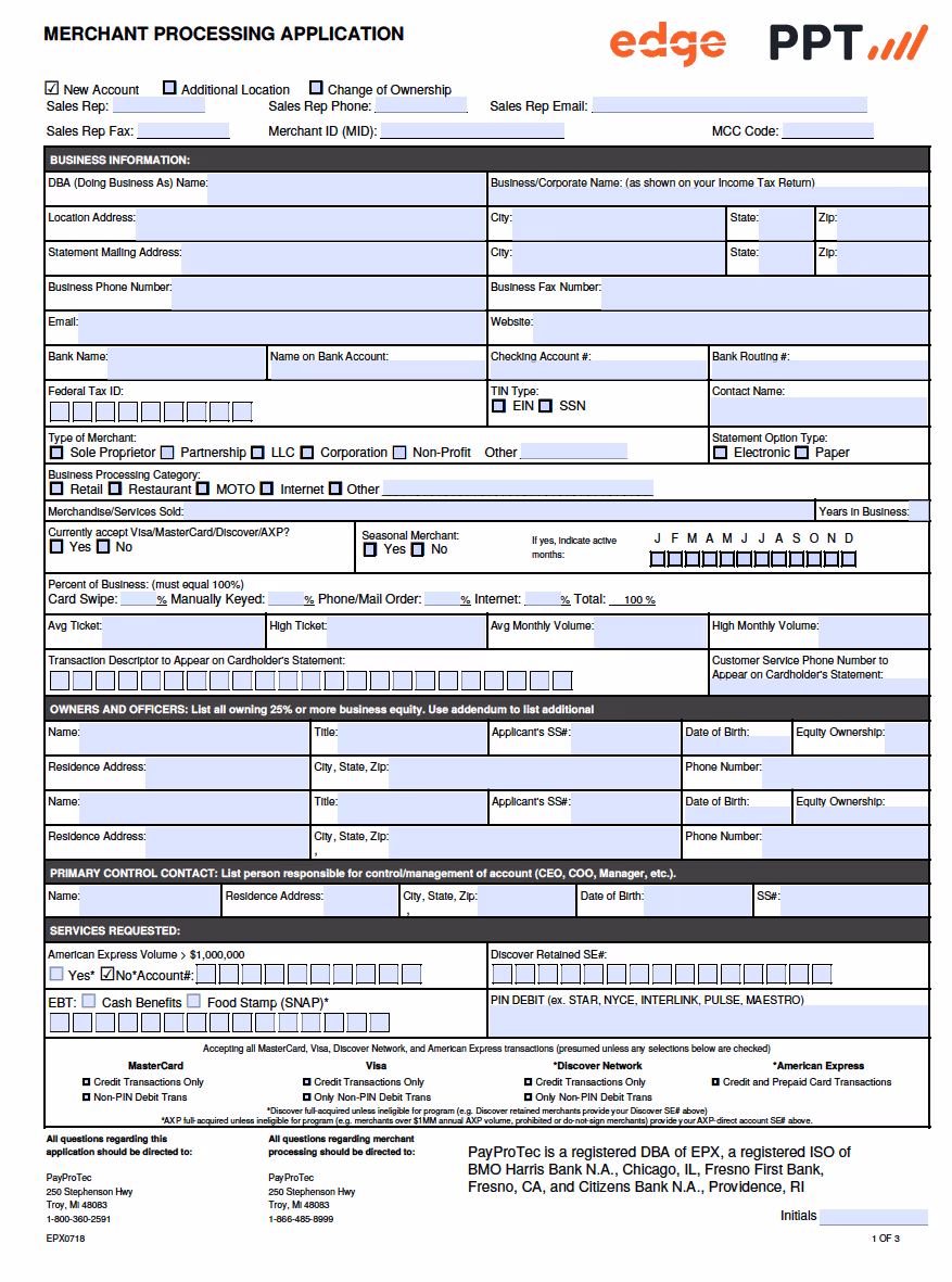 Fresno BMO EDGE Merchant Application
