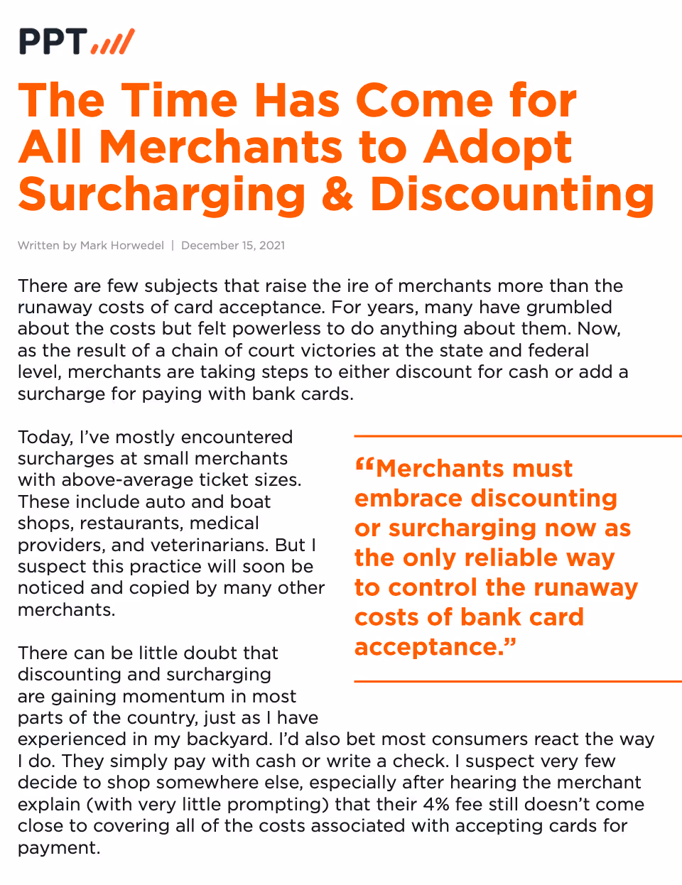 The Time Has Come for All Merchants to Adopt Surcharging & Discounting