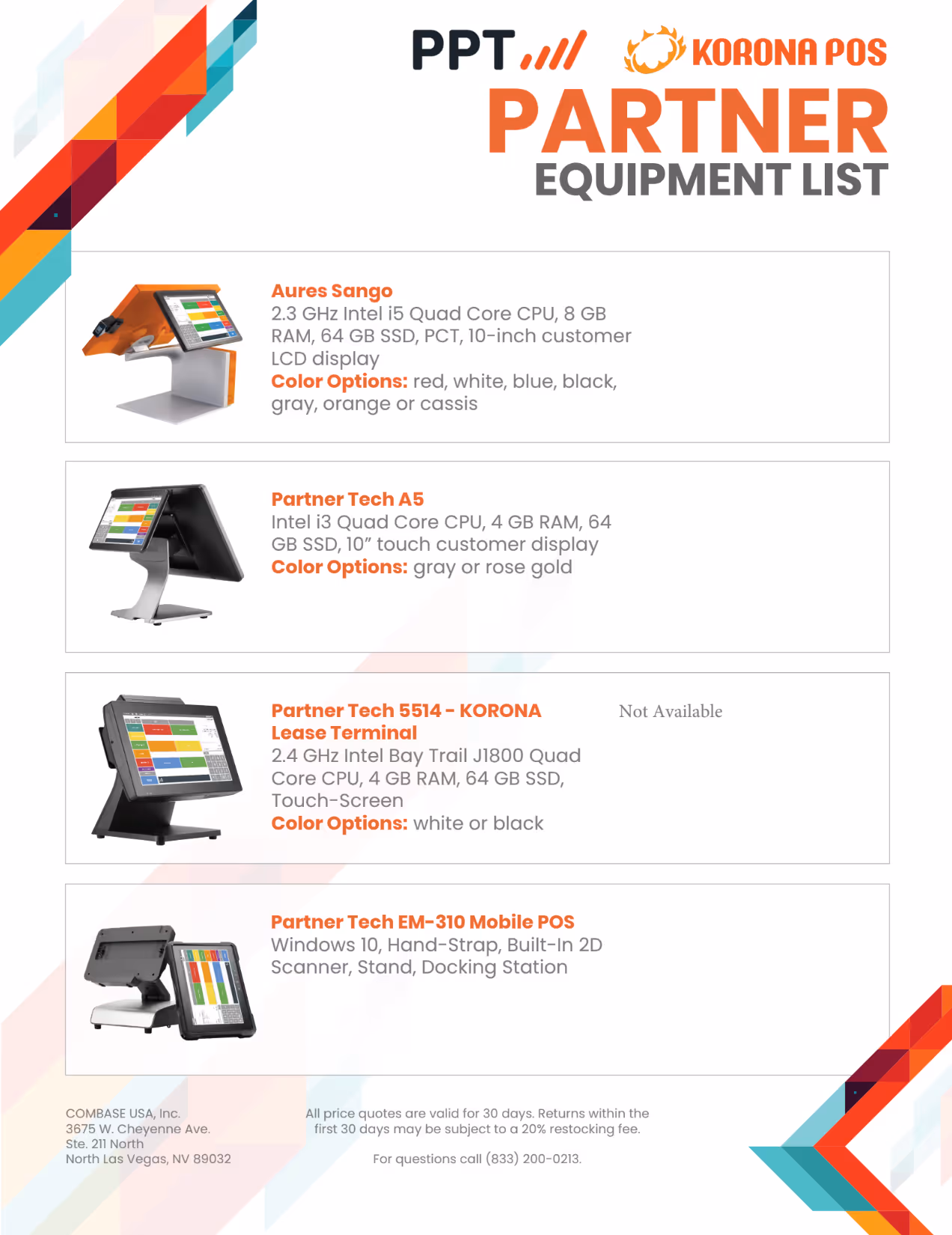 Korona Equipment List