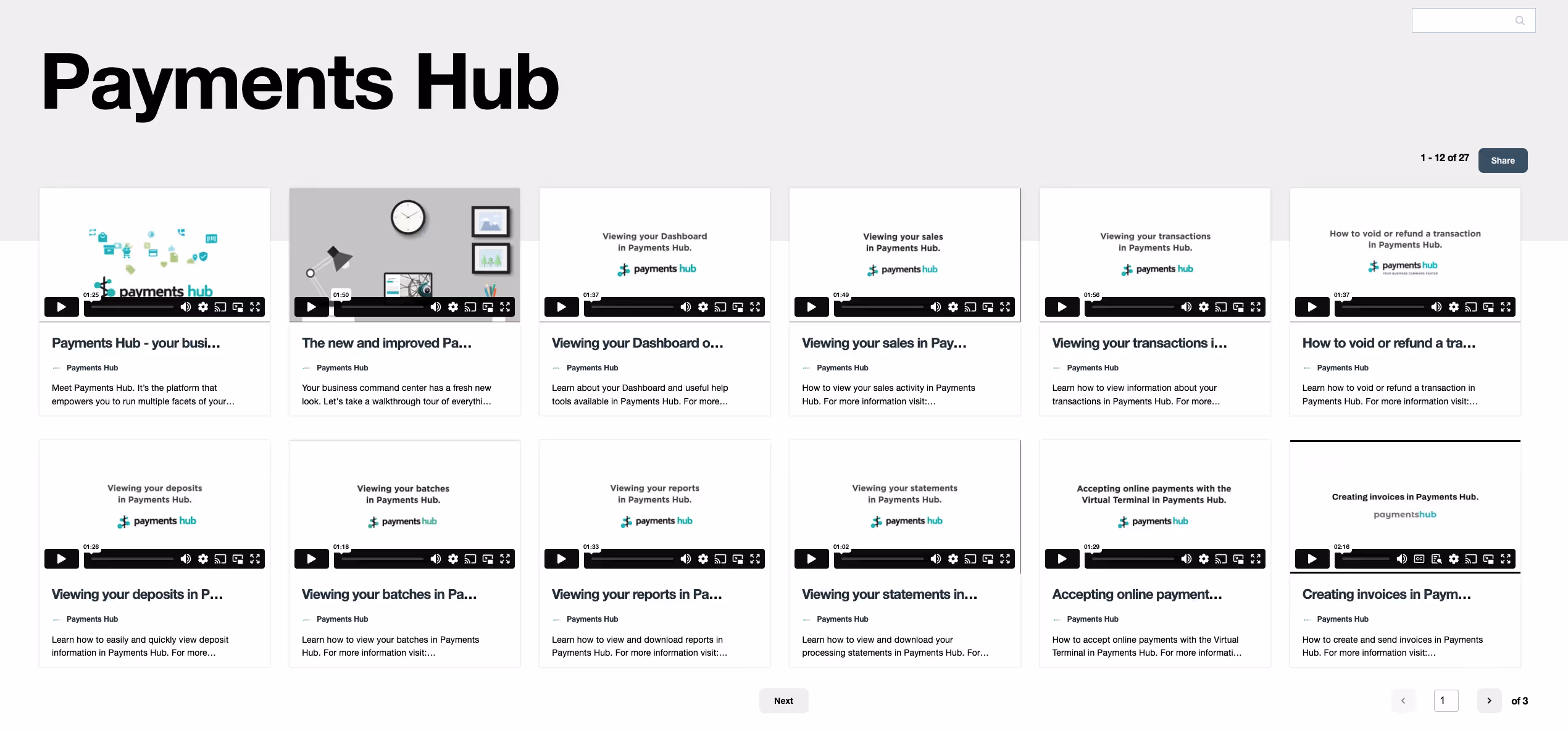 Payments Hub Help Videos