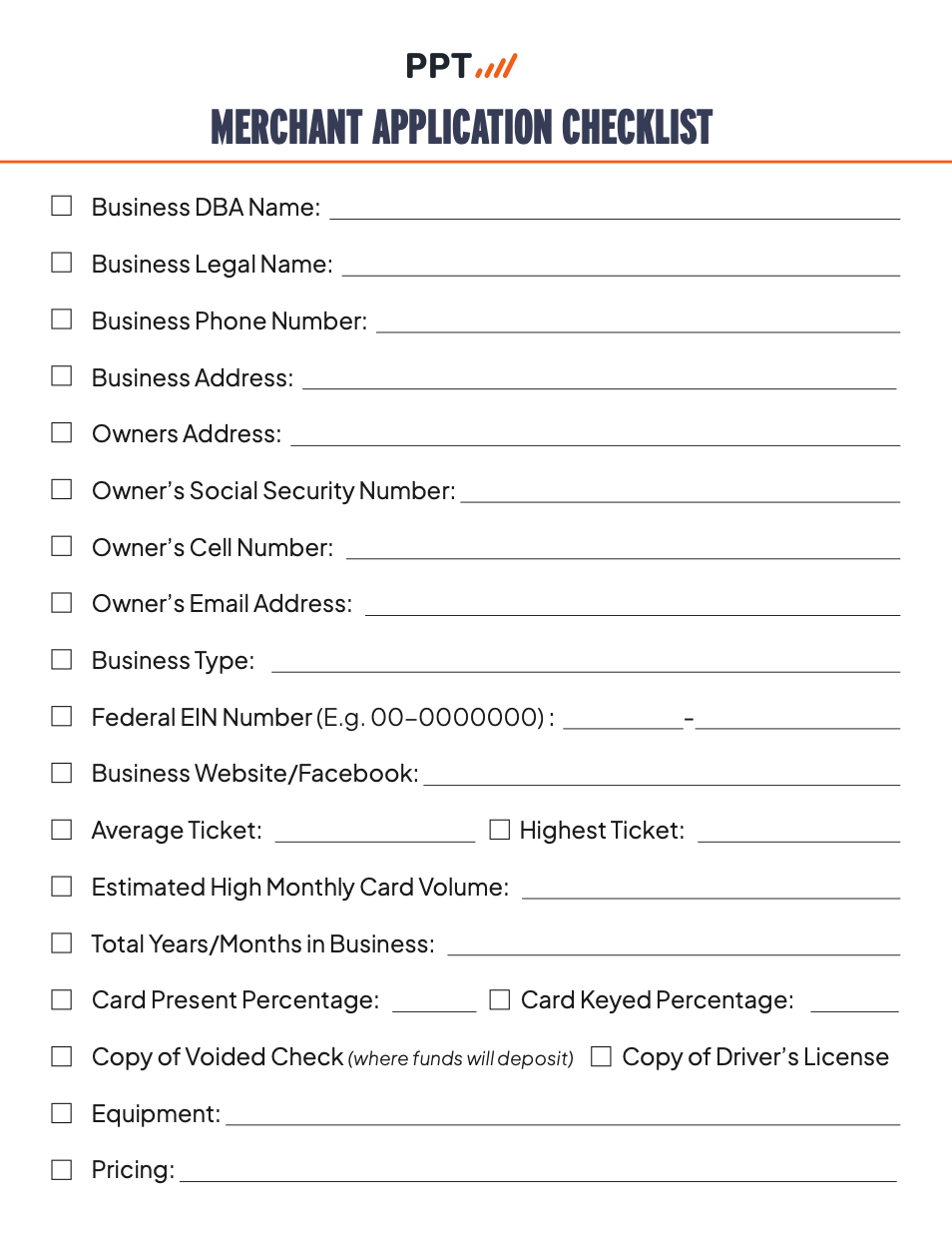 Merchant Application Checklist