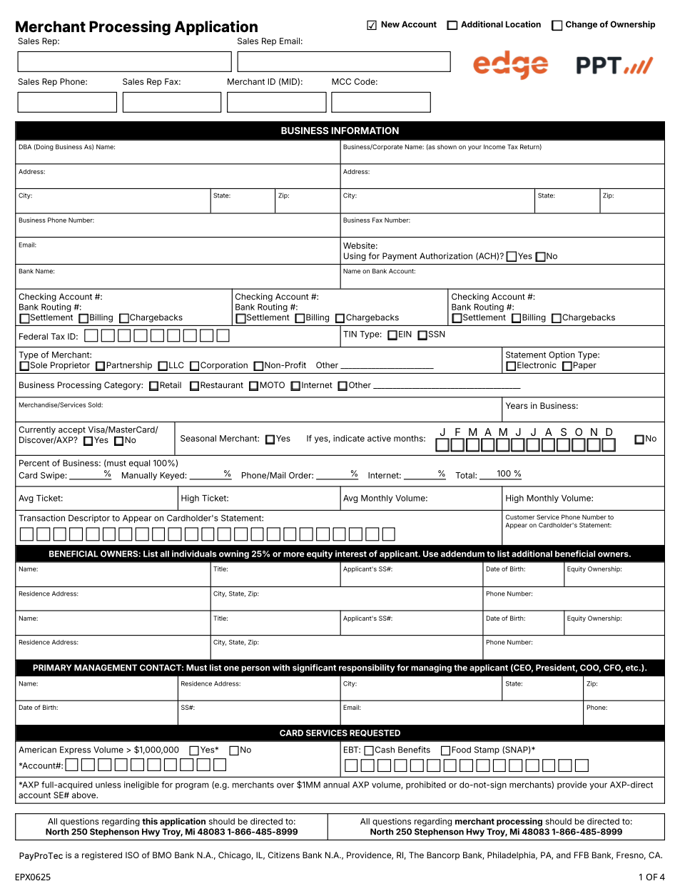 Fresno BMO EDGE Merchant Application